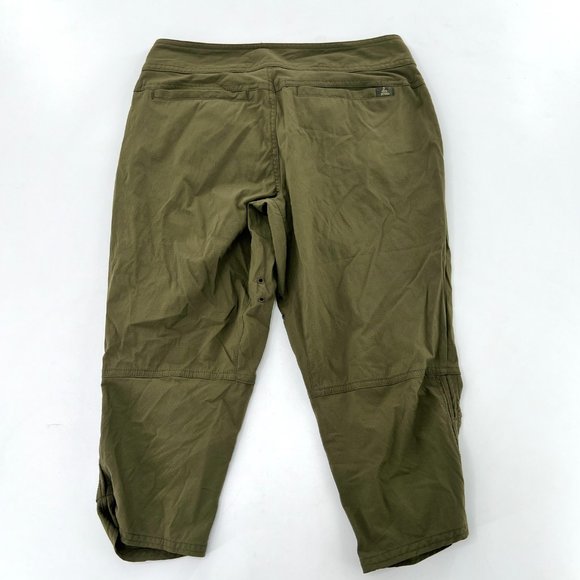 prAna Womens 0 Olive Green Jasmine Knickers Capri Pant Adjustable Waist Pleated - Picture 3 of 5